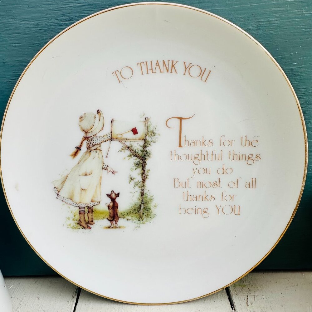 Vintage 1970s Holly Hobbie Collectible Plate Thank You Gift